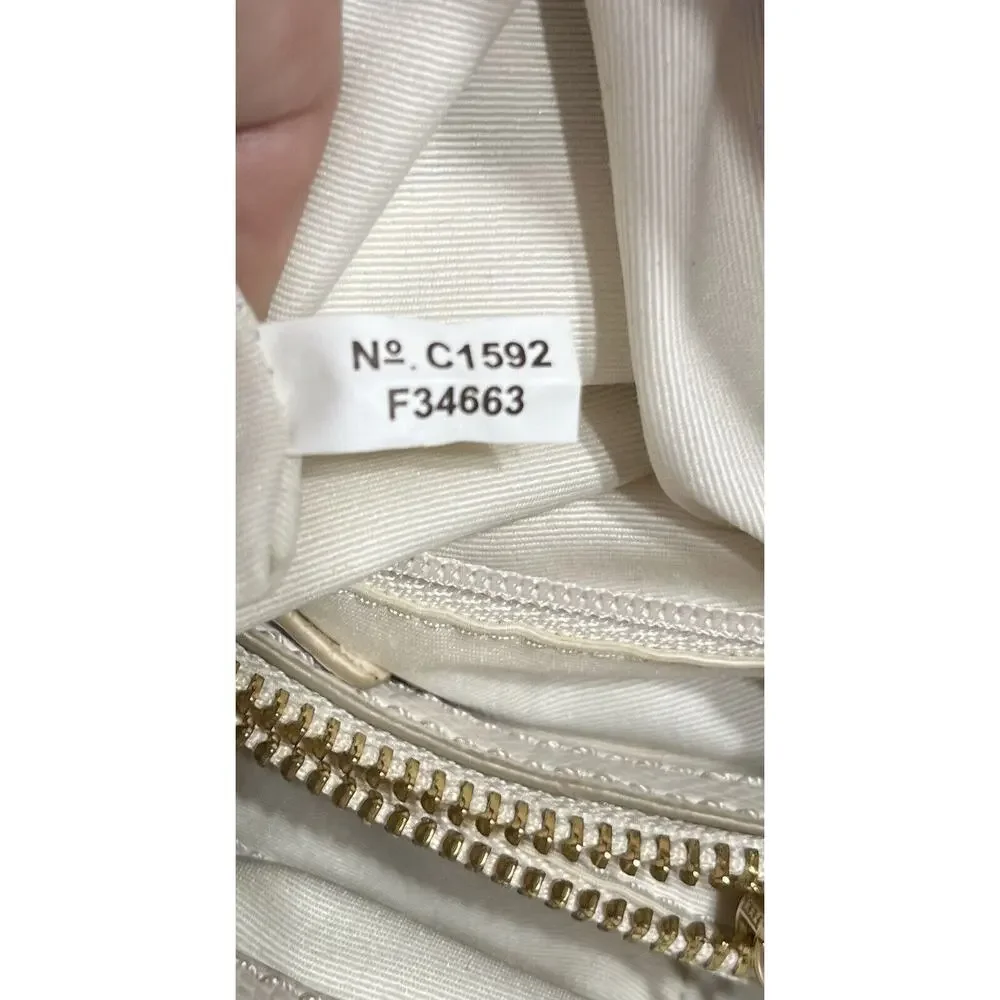 Coach F34663 Authenticated Minetta Chalk Cross-grained Leather Handbag‎ Purse